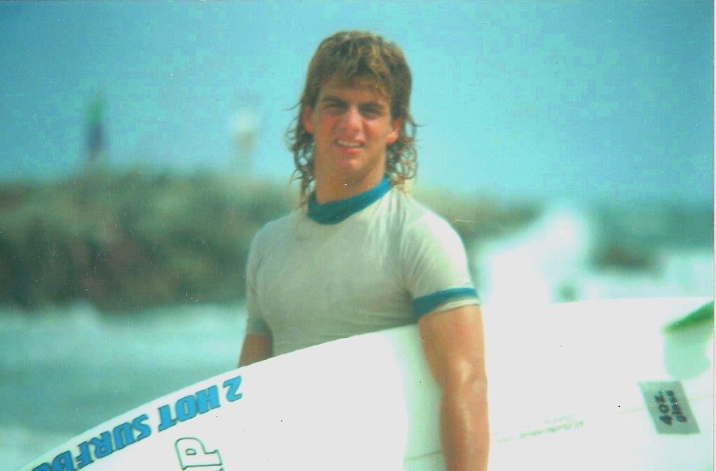 Greg Bender surfing around 1990.